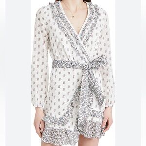 Veronica Beard White and Blue Floral Mini Dress